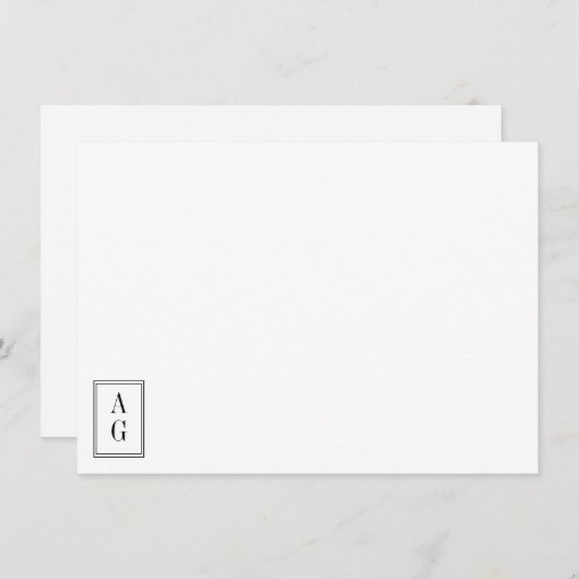 Minimalistisch hoekmonogram Initialen Stijlvolle a Notitiekaartje (Voorkant / Achterkant)