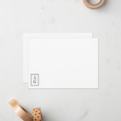 Minimalistisch hoekmonogram Initialen Stijlvolle a Notitiekaartje (Voorkant / Achterkant in situ)