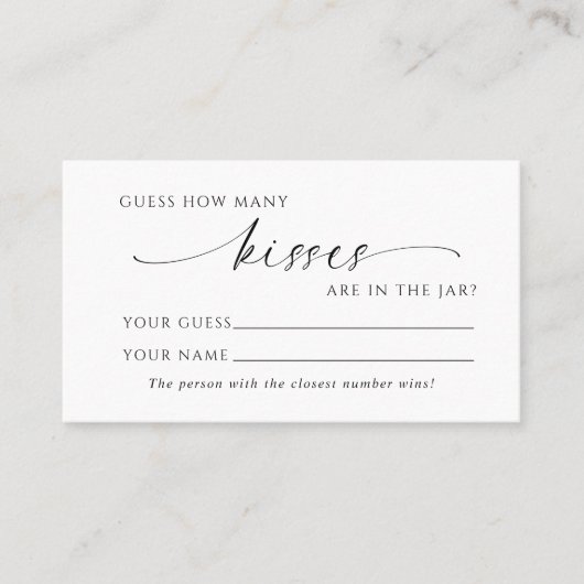 Minimalistisch Hoeveel Kussen Douche Game Card Plaatskaartje (Voorkant)