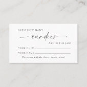 Minimalistisch Hoeveel Snoepjes Douche Game Card Plaatskaartje (Voorkant)