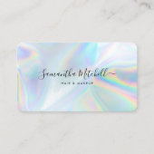 Minimalistisch holografisch QR-code Beauticiessalo Visitekaartje (Voorkant)