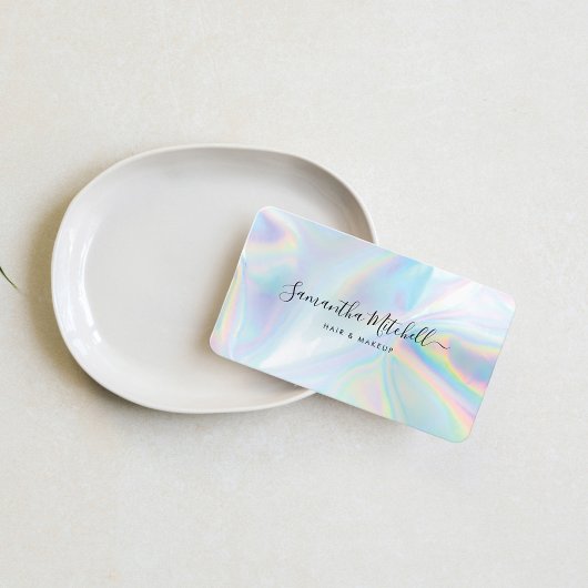 Minimalistisch holografisch QR-code Beauticiessalo Visitekaartje