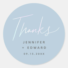 Minimalistisch holografisch script Bedankt bruilof Ronde Sticker
