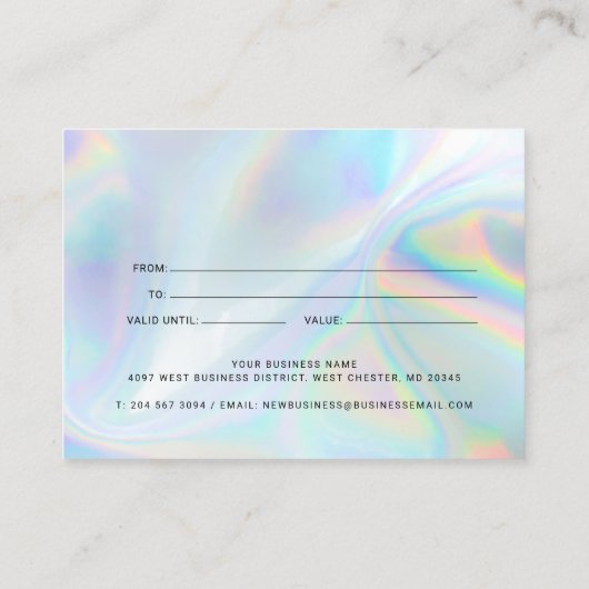 Minimalistisch Holografisch Zakelijk Cadeaucertifi Visitekaartje (Achterkant)