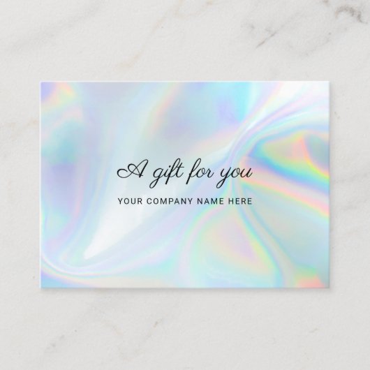 Minimalistisch Holografisch Zakelijk Cadeaucertifi Visitekaartje (Voorkant)
