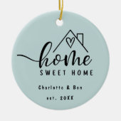 Minimalistisch Home Sweet Home Gepersonaliseerd Ni Keramisch Ornament (Voorkant)