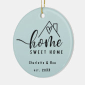 Minimalistisch Home Sweet Home Gepersonaliseerd Ni Keramisch Ornament (Links)