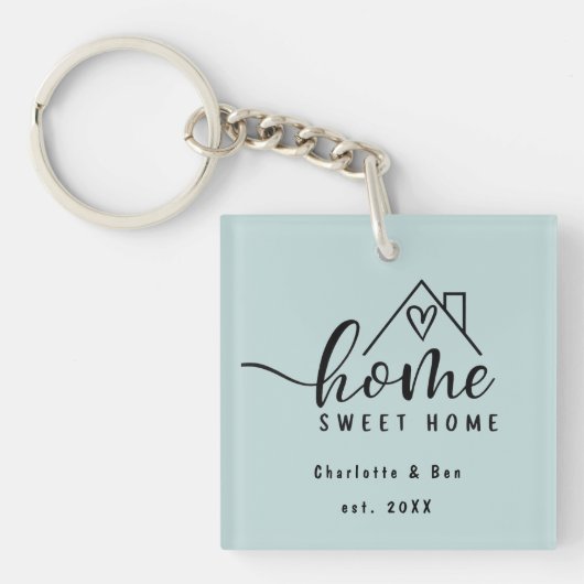 Minimalistisch Home Sweet Home Gepersonaliseerd Ni Sleutelhanger (Voorkant)