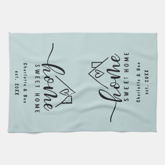 Minimalistisch Home Sweet Home Gepersonaliseerd Ni Theedoek (Horizontaal)