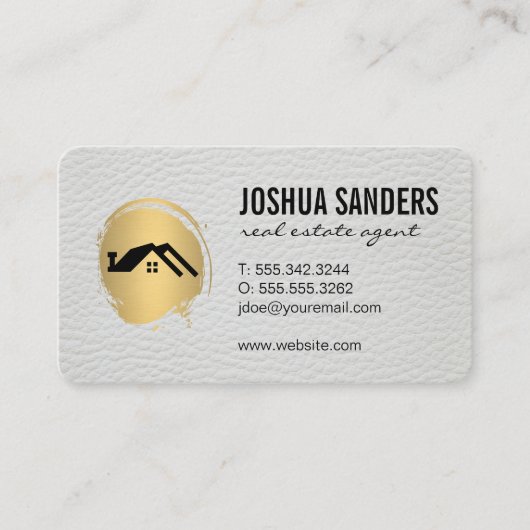 Minimalistisch Homepictogram/goudkleurig folielede Visitekaartje (Voorkant)