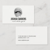 Minimalistisch Homepictogram / zilver geborsteld Visitekaartje (Voorkant / Achterkant)