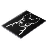 Minimalistisch hondensilhouet op zwart notitieboek (Linkerzijde)