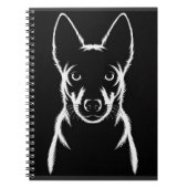 Minimalistisch hondensilhouet op zwart notitieboek (Voorkant)
