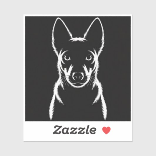 Minimalistisch hondensilhouet op zwart sticker (Vel)