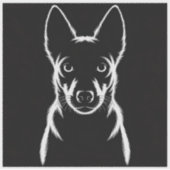 Minimalistisch hondensilhouet op zwart sticker (Voorkant)