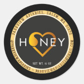 Minimalistisch Honey Label met Honey Heart Design (Voorkant)