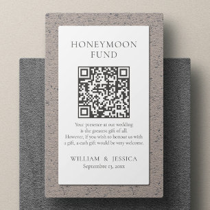 Minimalistisch Honeymoon-fonds met QR-code Informatiekaartje