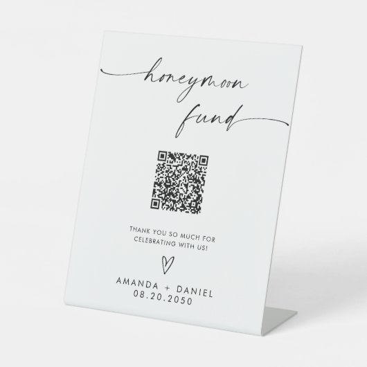 Minimalistisch Honeymoon Fund-teken Reclamebord Met Voetstuk (Voorkant)