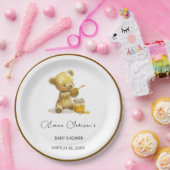 Minimalistisch Honing Beer Baby shower Papieren Bordje (Feest)