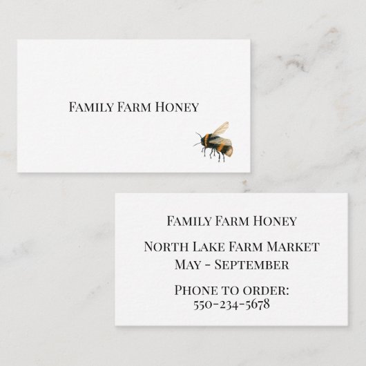 Minimalistisch honingbij Visitekaartje (Voorkant / Achterkant)