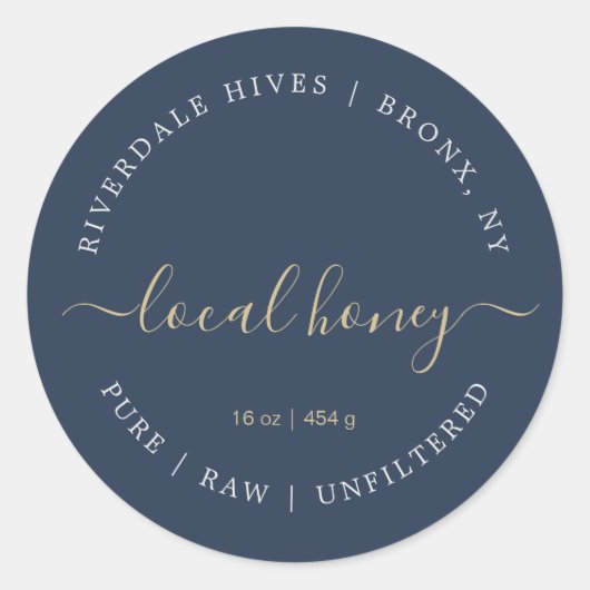 Minimalistisch honingetiket Zuiver Ruw Ronde Sticker (Voorkant)