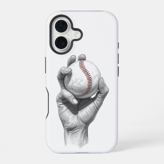 Minimalistisch honkbal iPhone 16 hoesje (Achterkant)