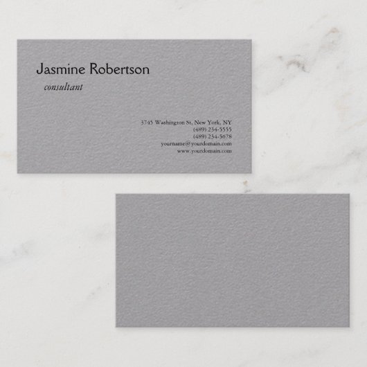 Minimalistisch hoogwaardig grijs plein visitekaartje (Voorkant / Achterkant)