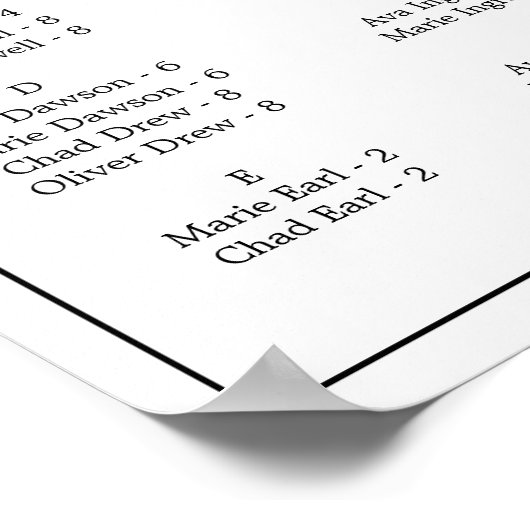 Minimalistisch horizontaal alfabetisch zitvlak poster (Hoek)