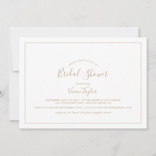 Minimalistisch horizontaal Gold-Vrijgezellenfeest Kaart (Voorkant)