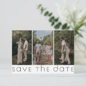 Minimalistisch Horizontaal Huwelijksfoto Script Save The Date (Staand voorkant)