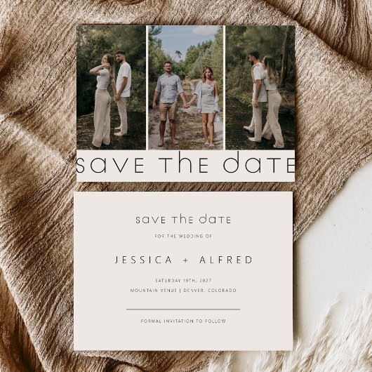 Minimalistisch Horizontaal Huwelijksfoto Script Save The Date