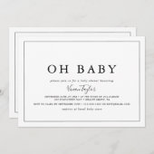 Minimalistisch horizontaal Oh Baby Baby shower Kaart (Voorkant / Achterkant)