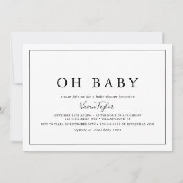 Minimalistisch horizontaal Oh Baby Baby shower Kaart