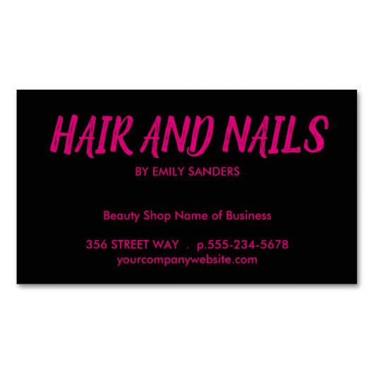 Minimalistisch / Hot Pink Magnetisch Visitekaartje (Voorkant)