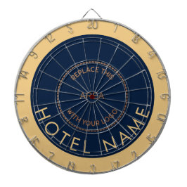 Minimalistisch Hotel Name Logo Navy Gold Dartbord