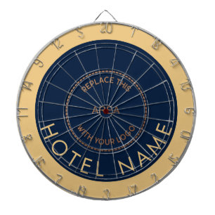 Minimalistisch Hotel Name Logo Navy Gold Dartbord