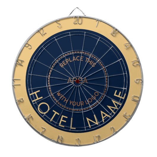 Minimalistisch Hotel Name Logo Navy Gold Dartbord (Voorkant)
