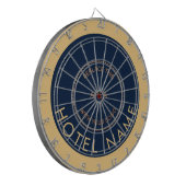 Minimalistisch Hotel Name Logo Navy Gold Dartbord (Voorkant Links)