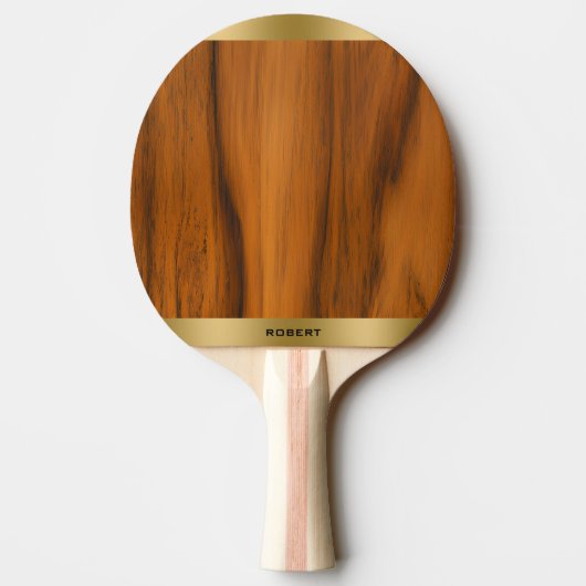Minimalistisch hout en goud monogram tafeltennisbatje (Achterkant)