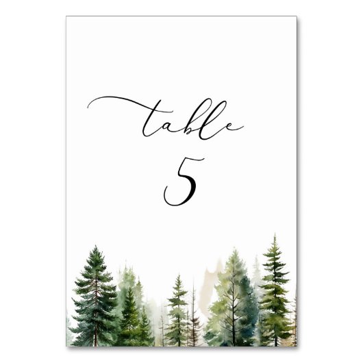 Minimalistisch houten pijnbomen tafelnummer (Voorkant)