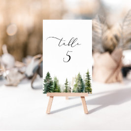 Minimalistisch houten pijnbomen tafelnummer