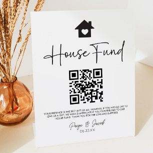 Minimalistisch Huis Fonds QR Code Trouwbord Reclamebord Met Voetstuk