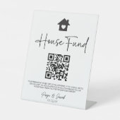 Minimalistisch Huis Fonds QR Code Trouwbord Reclamebord Met Voetstuk (Voorkant)
