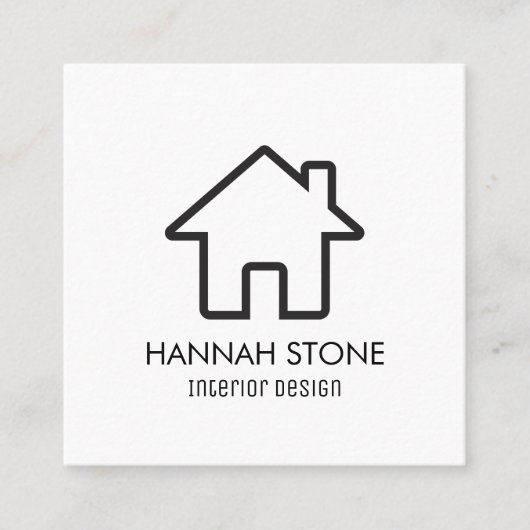Minimalistisch huis Home Outline Eenvoudig Basic Vierkante Visitekaartje (Voorkant)