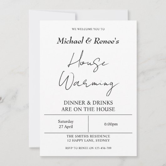 Minimalistisch Huis Warming BBQ Backyard Party Kaart (Voorkant)