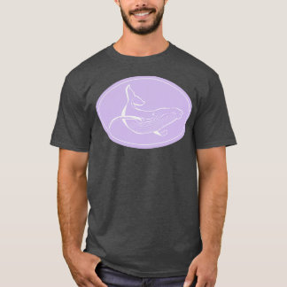 Minimalistisch Humpback Whale Lavender en White T-shirt