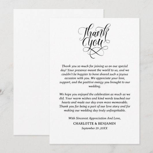 Minimalistisch huwelijk bedankkaart (Voorkant / Achterkant)