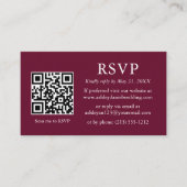 Minimalistisch huwelijk Burgundy QR RSVP Informatiekaartje (Voorkant)