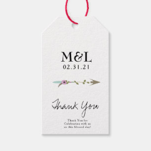 Minimalistisch Huwelijk Dank Je Pijl Script Logo Cadeaulabel