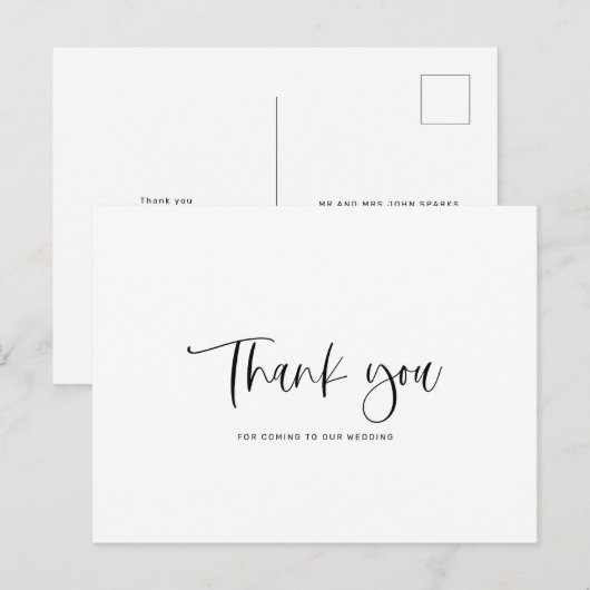 Minimalistisch huwelijk Dank u Briefkaart (Voorkant / Achterkant)